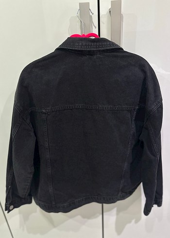 Siyah Kadın Denim Ceket Düğmeli - Görsel 4