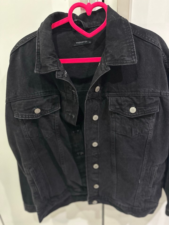 Siyah Kadın Denim Ceket Düğmeli - Görsel 2