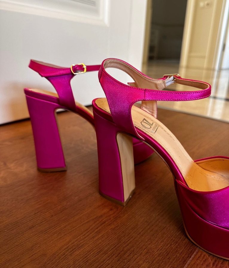 Pembe Süet Platform Topuklu Kadın Ayakkabı - Görsel 4