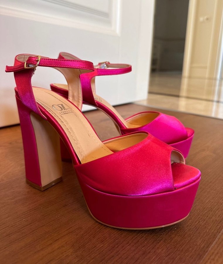 Pembe Süet Platform Topuklu Kadın Ayakkabı - Görsel 3