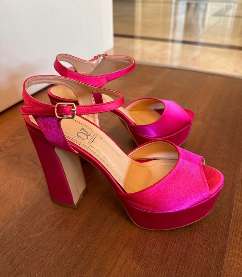 Pembe Süet Platform Topuklu Kadın Ayakkabı - Görsel 5