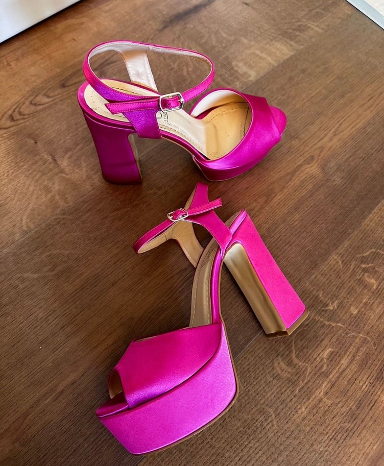 Pembe Süet Platform Topuklu Kadın Ayakkabı - Görsel 2