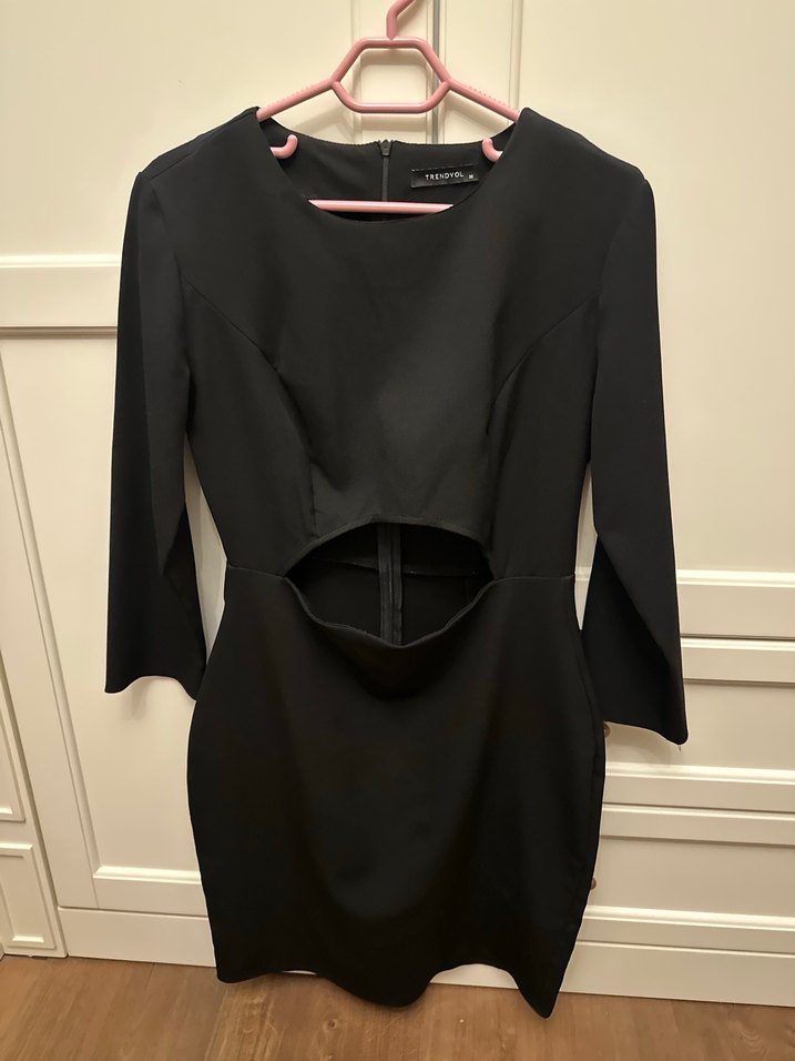 Siyah Midi Uzun Kollu Kadın Elbise - Görsel 3