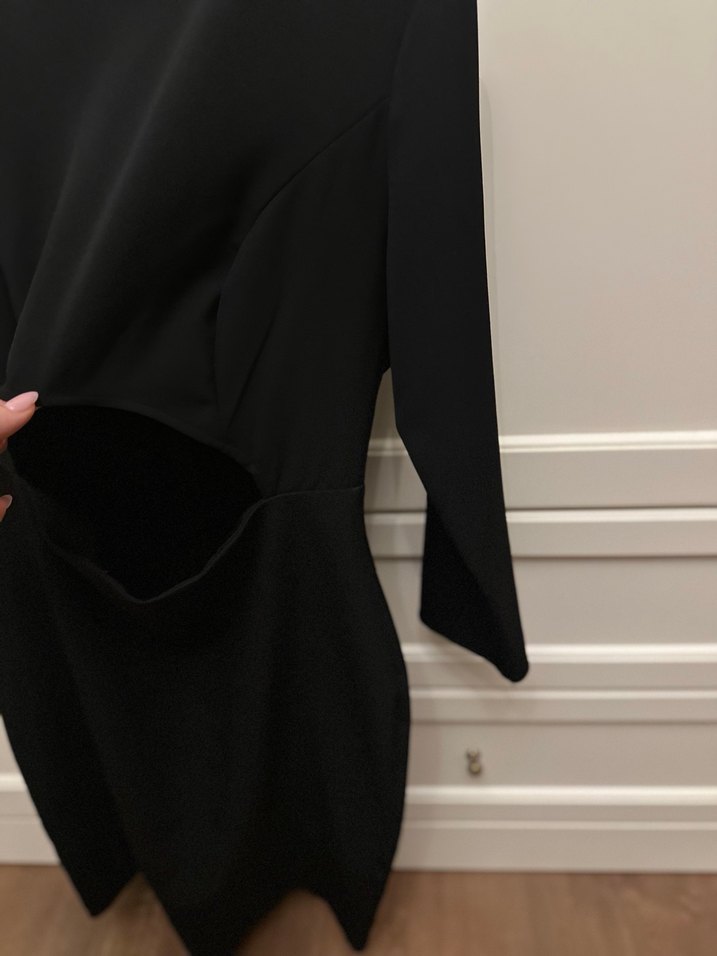 Siyah Midi Uzun Kollu Kadın Elbise - Görsel 2