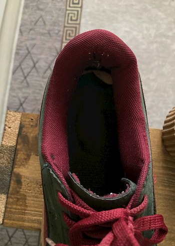 Bordo Süet Kadın Spor Ayakkabı Platform Topuklu - Görsel 3