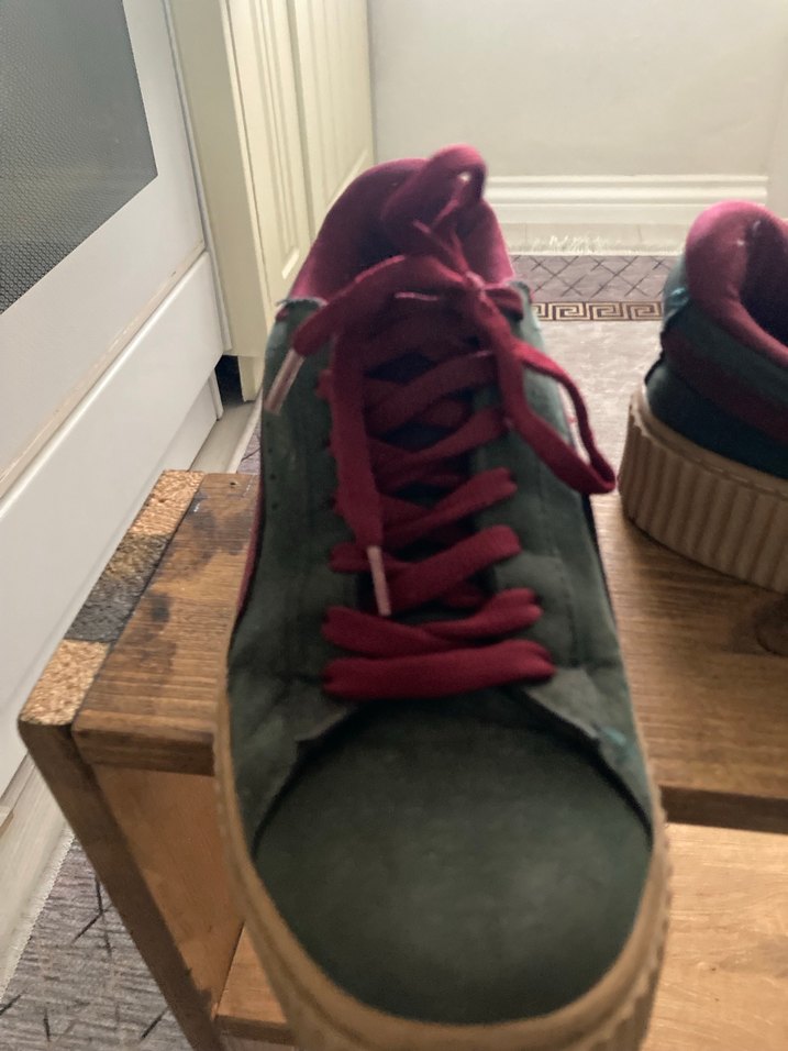 Bordo Süet Kadın Spor Ayakkabı Platform Topuklu - Görsel 2