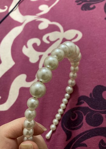 Boncuklu Beyaz Bohem Saç Aksesuarı - Görsel 2