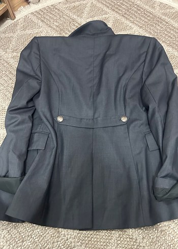 Gri Kadın Uzun Kollu Düğmeli Blazer - Görsel 3