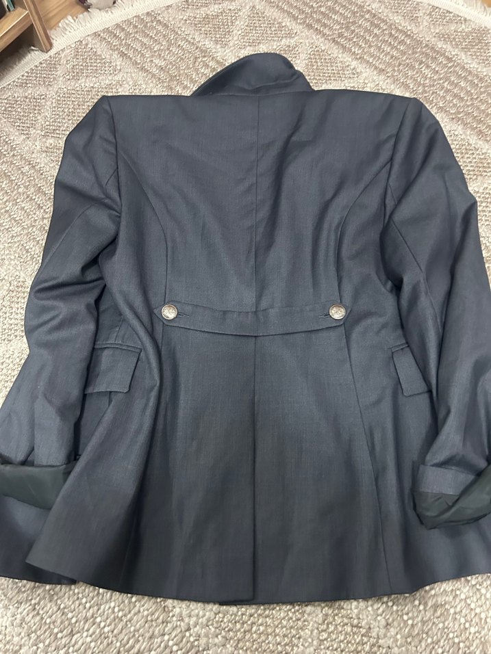 Gri Kadın Uzun Kollu Düğmeli Blazer - Görsel 3