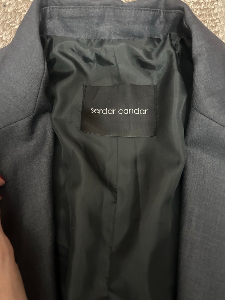 Gri Kadın Uzun Kollu Düğmeli Blazer - Görsel 2