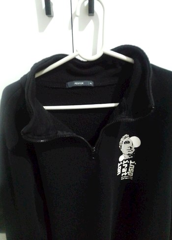 Kadın Siyah boğazı Fermuarlı Sweatshirt - Görsel 2