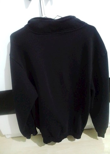 Kadın Siyah boğazı Fermuarlı Sweatshirt - Görsel 4