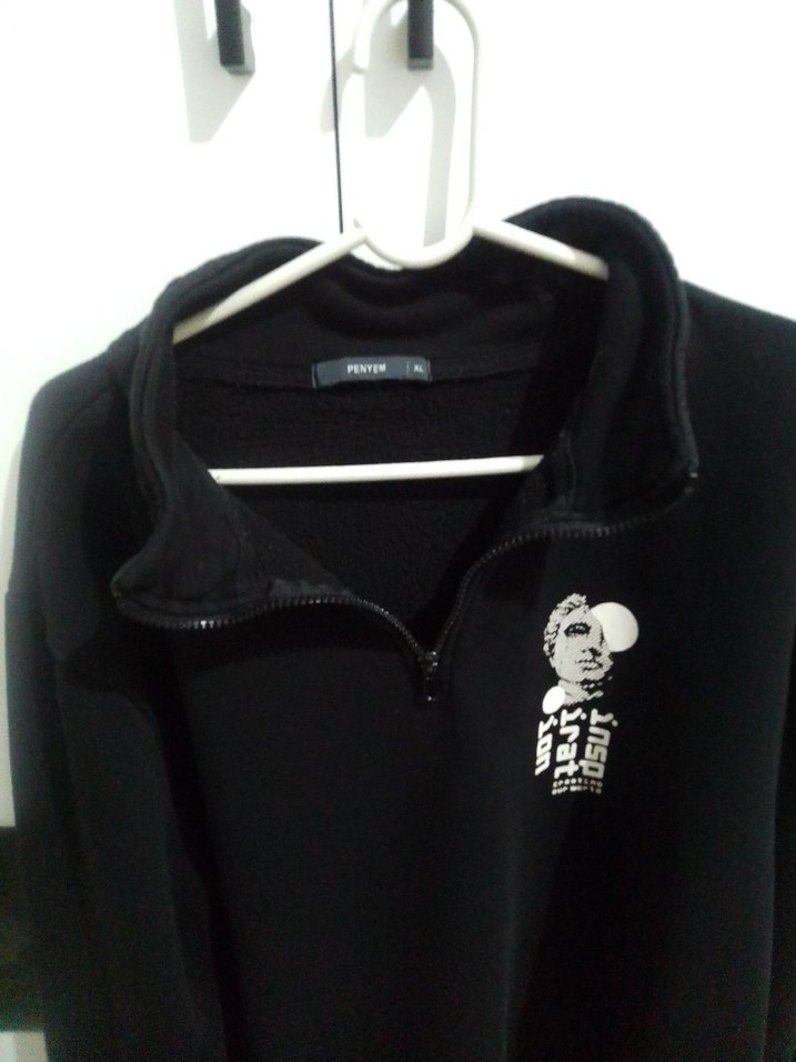 Kadın Siyah boğazı Fermuarlı Sweatshirt - Görsel 2