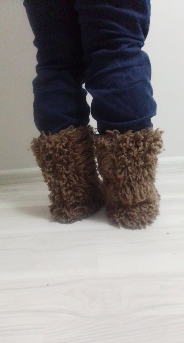 Kahverengi Kürklü Yün Kadın ev Botu - Görsel 4