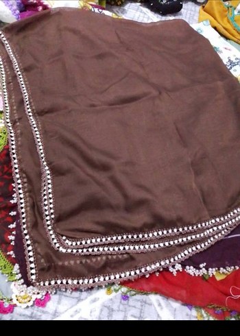 Dantel Detaylı Çok Renkli kadın eşarp - Görsel 3