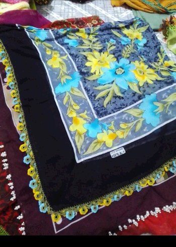 Dantel Detaylı Çok Renkli kadın eşarp - Görsel 5