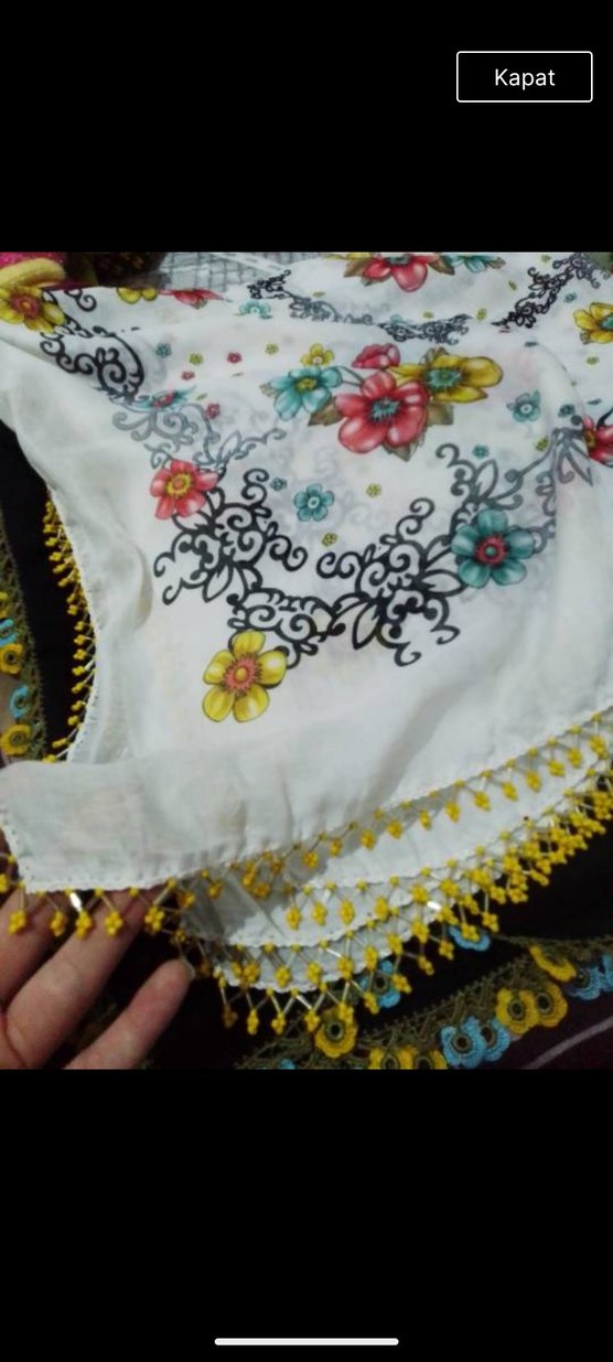 Dantel Detaylı Çok Renkli kadın eşarp - Görsel 4