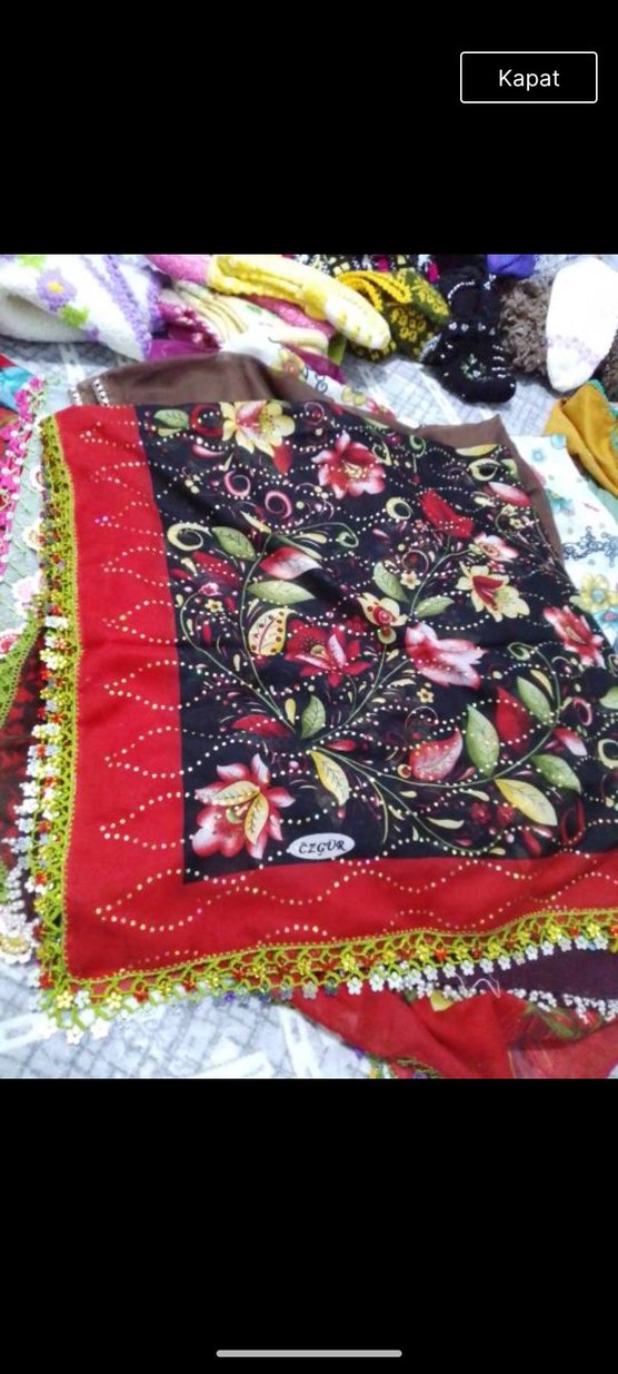 Dantel Detaylı Çok Renkli kadın eşarp - Görsel 2