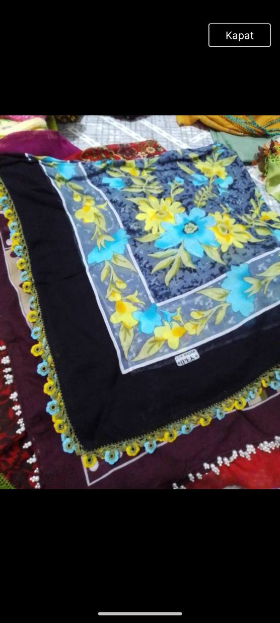 Dantel Detaylı Çok Renkli kadın eşarp - Görsel 5