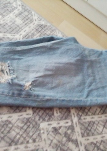 Düğmeli Mavi Kadın Denim Jean - Görsel 3