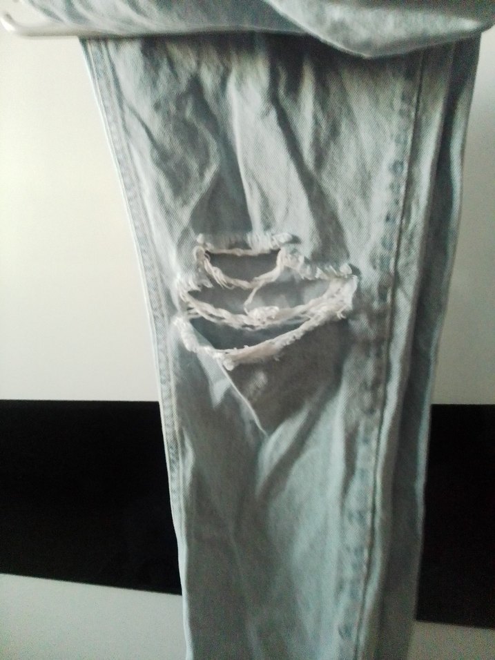 Kadın Gri Mavi Midi Boy Bol Kesim Kot Pantolon - Görsel 2