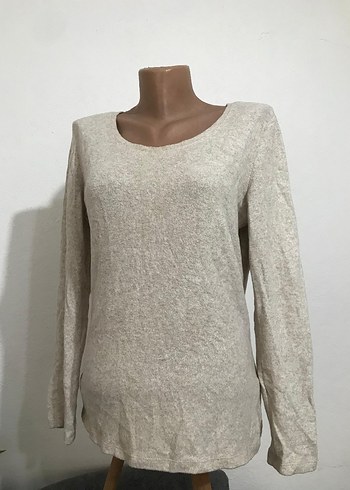 Bej Kadın Keten Triko Kazak - Görsel 2