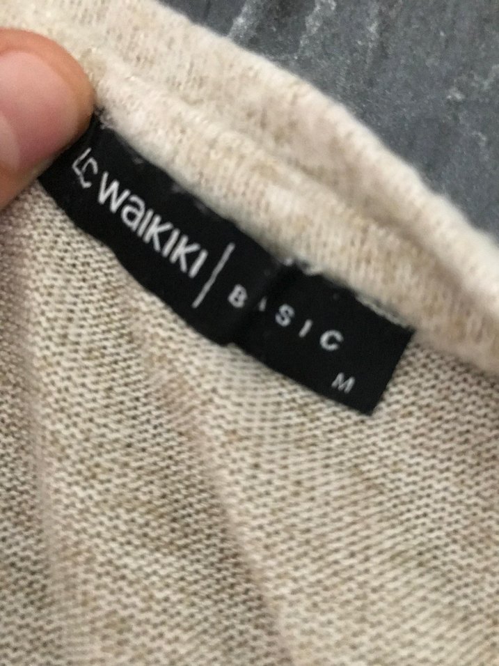 Bej Kadın Keten Triko Kazak - Görsel 3