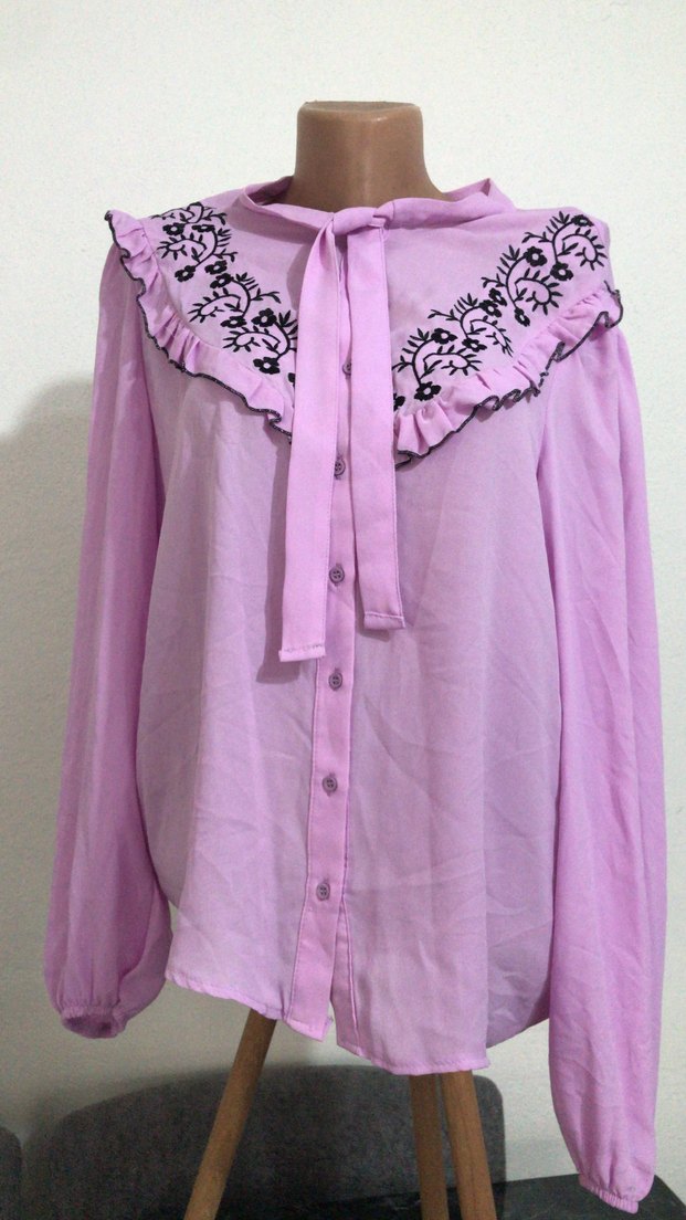 İşlemeli Fırfırlı Bohem Bluzu - Görsel 2