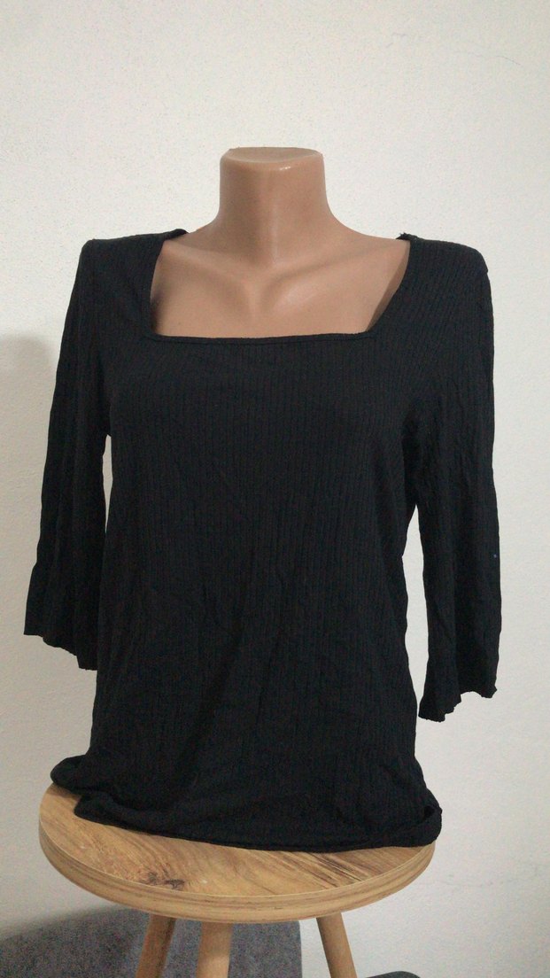 Kadın Siyah Pilili Uzun Kollu Bluz - Görsel 2