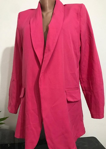 Pembe Düğmeli Kadın Midi Blazer - Görsel 3