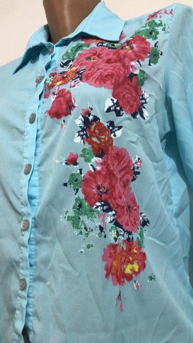 Nakışlı Turkuaz Kadın Gömlek - Görsel 3