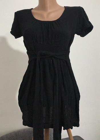 Kemerli Siyah Midi Gothic Elbise - Görsel 2