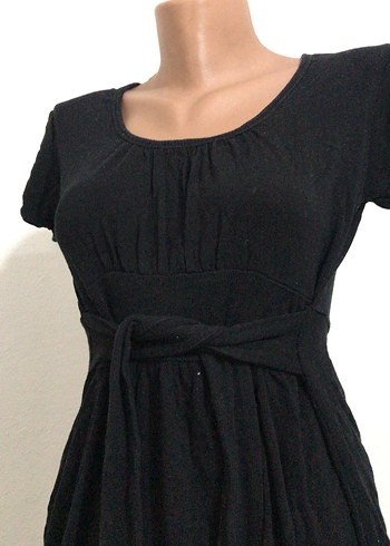 Kemerli Siyah Midi Gothic Elbise - Görsel 3