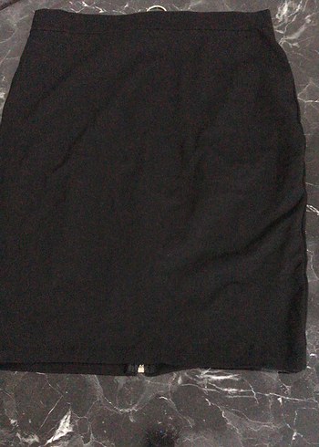 Fermuarlı Siyah Süet Mini Etek - Görsel 2