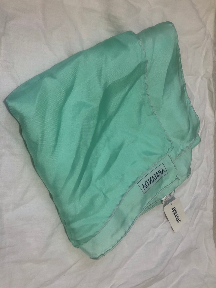 Turkuaz Parlak İpek Kadın Fular - Görsel 2