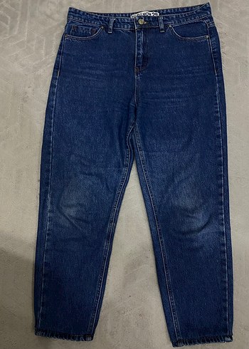 Düğmeli Lacivert Kadın Denim Pantolon - Görsel 2