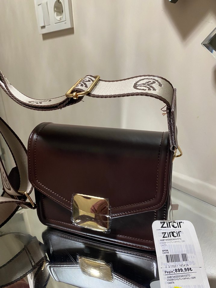 Kahverengi Deri Tokalı Kadın Çanta - Görsel 2