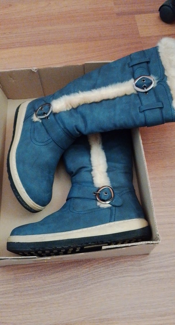 Gri Kürklü Kadın çizme - Görsel 4