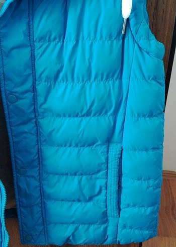 Mavi Kapüşonlu Fermuarlı Yelek - Görsel 5