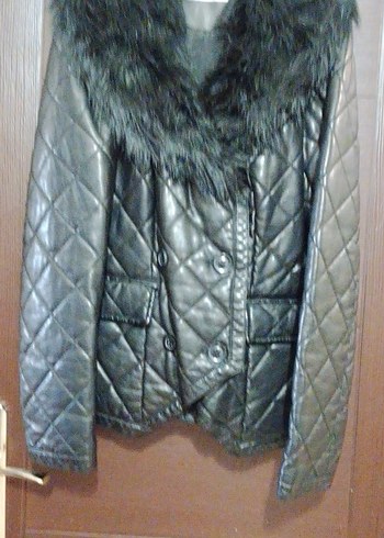 Bayan kürk yakalı deri mont - Görsel 5