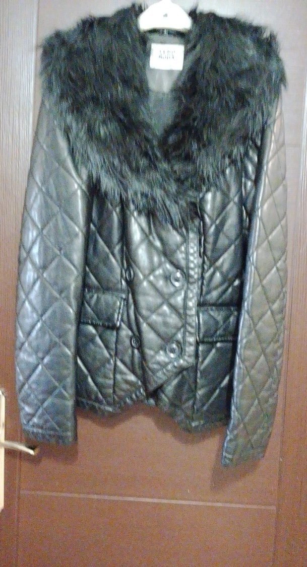 Bayan kürk yakalı deri mont - Görsel 5