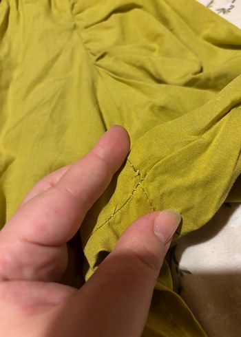50 Beden 50 beden Yağ yeşili mini kruvaze elbise