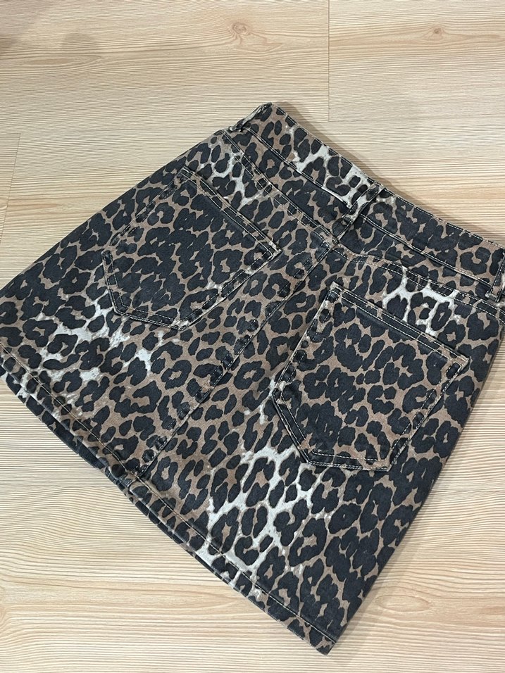 Kadın Kahverengi Leopar Desenli Mini Etek - Görsel 2