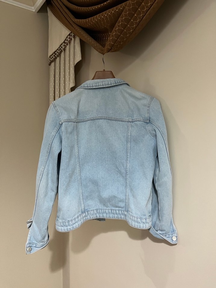 Düğmeli Kadın Mavi Denim Ceket - Görsel 2