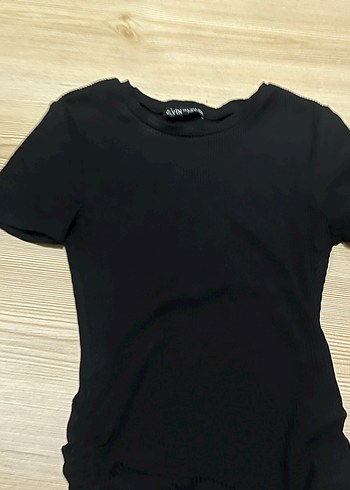 Siyah Günlük Yanlardan Sarkan İpli Günlük Elbise - Görsel 2