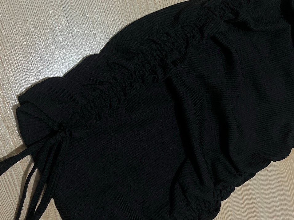 Siyah Günlük Yanlardan Sarkan İpli Günlük Elbise - Görsel 3