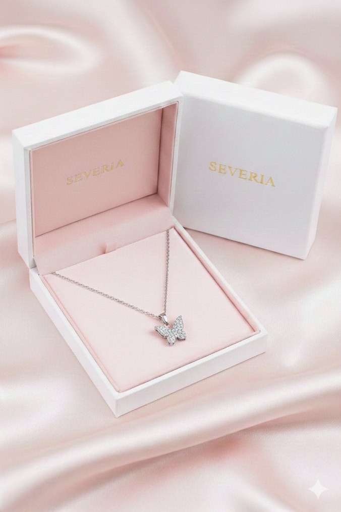 Çelik Silver Kelebek Kolye - Görsel 2