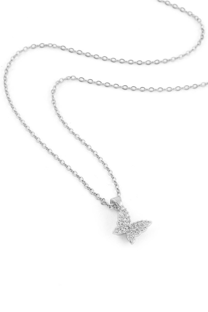 Çelik Silver Kelebek Kolye - Görsel 3