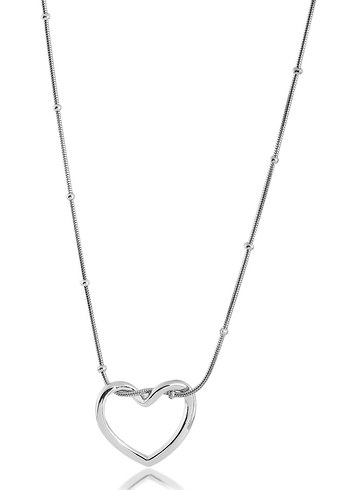 Beyaz Minimalist Kalp Kolye - Görsel 4