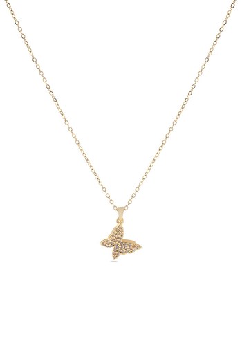 Gold Çelik Kelebek Kolye 45 cm - Görsel 4